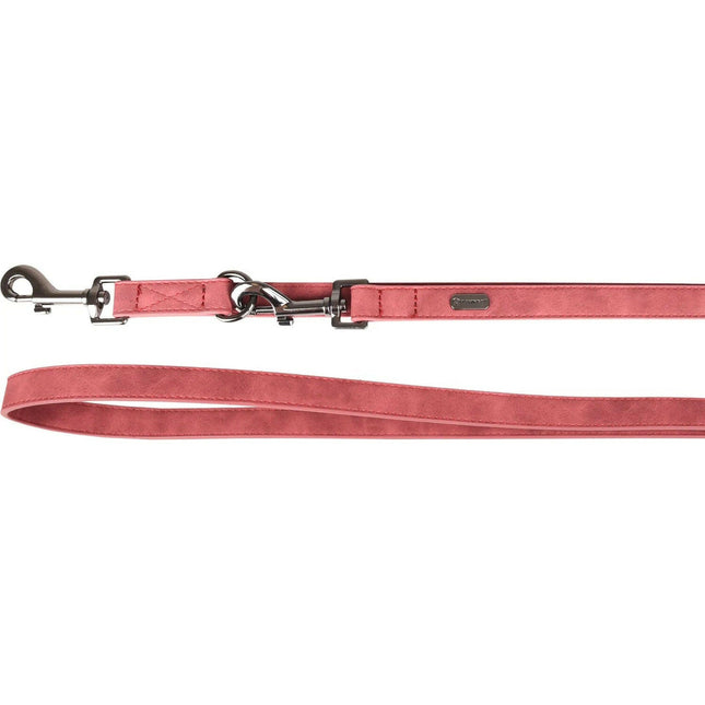 Flamingo Training Leash Delu Red - detachable dog leash, made of eco-leather, red.
