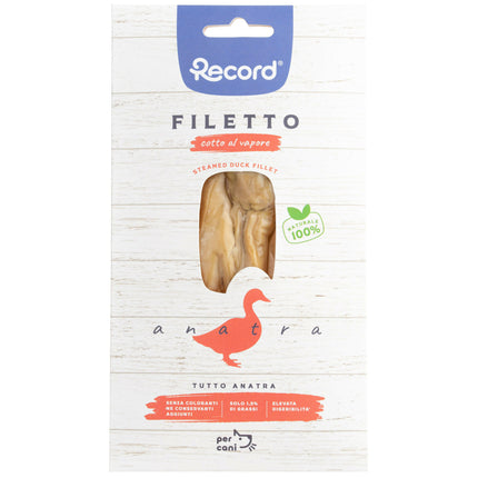 Record Filetto Duck - dog snack, 100% duck fillet, steamed.