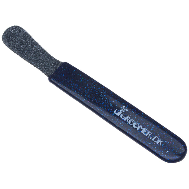 Groomer.dk Diamond Edition Stripping Knife Extra Coarse - bent stripping knife covered with a rough coating.