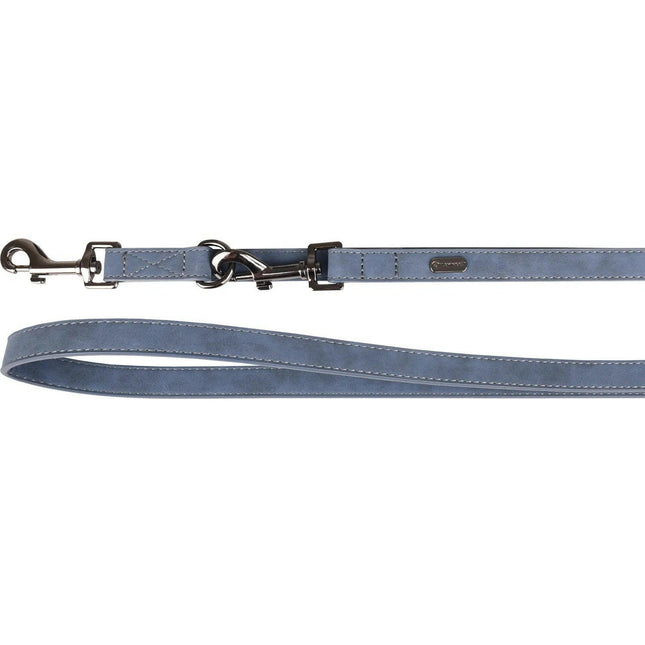 Flamingo Training Leash Delu Blue - detachable dog leash made of eco-leather, blue.