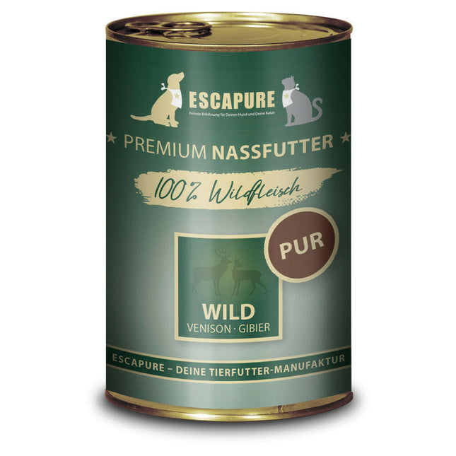 Escapure Wild Pur - wet food for dogs and cats, 100% game meat.