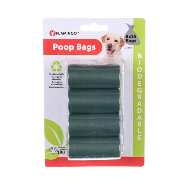 Flamingo Bio Poop Bags - biodegradable waste bags - 8 pieces.
