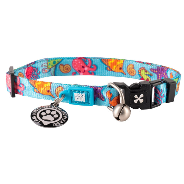 Max&Molly GOTCHA! Smart ID Cat Collar Ocean - colorful collar for cats with a smart Tag pendant.