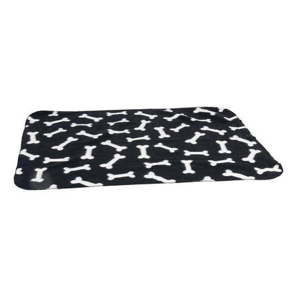 Flamingo Fleece Blanket Bones - soft, polar fleece  - et for dogs - black.