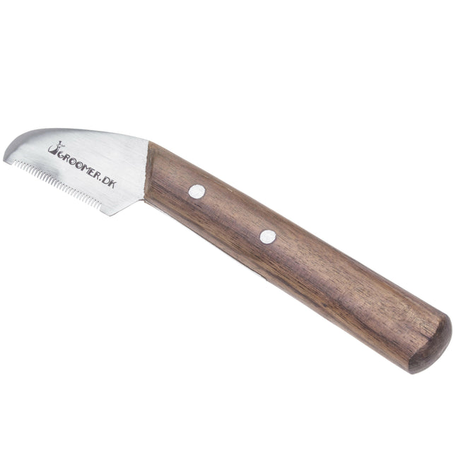 Groomer.dk Ergo Stripping Knife - professional classic trimmer with a wooden handle.