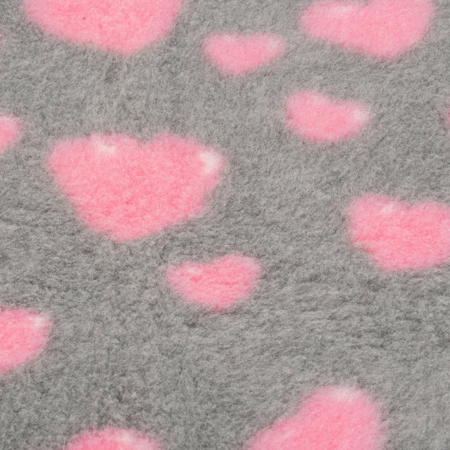 Blovi DryBed VetBed A+ - non-slip pet bed, gray with pink hearts.