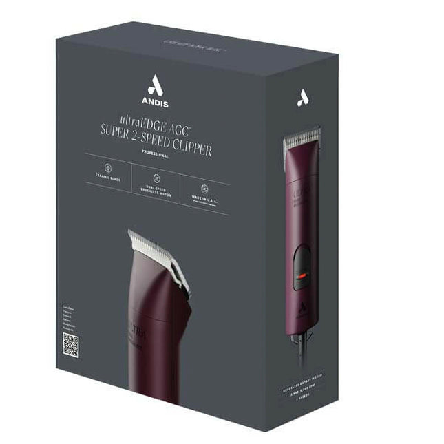 Andis AGCB Super Brushless - quiet, professional clipper with a brushless motor, blade, and attachment set - Burgundy.