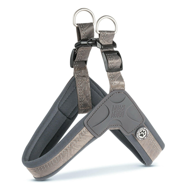 Max&Molly Q - Fit Harness Matrix 2.0 Stone - lightweight step-in harness for dogs, with QR identifier.