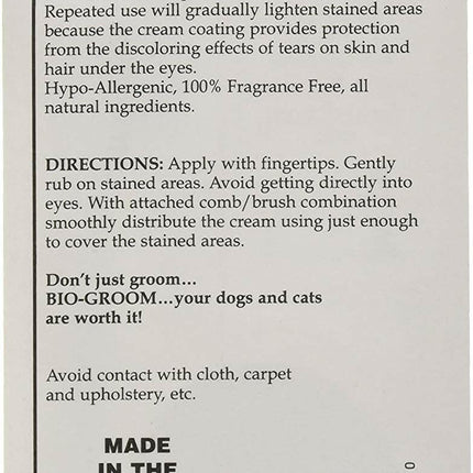 Bio - Groom Stain Free - effective formula for removing tear stains in dogs and cats.