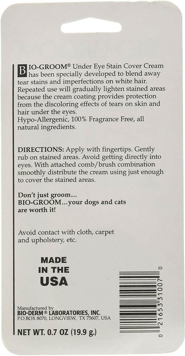 Bio - Groom Stain Free - effective formula for removing tear stains in dogs and cats.