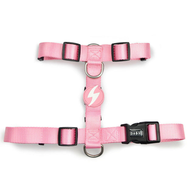Dashi Solid Back Harness Baby Pink - adjustable guard harness for dogs, light pink.