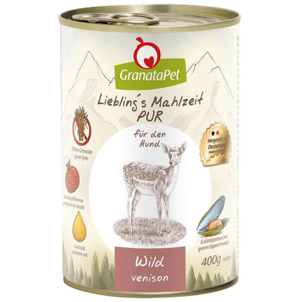 GranataPet Venison Pur - Monoprotein Grain-Free Wet Dog Food, Venison