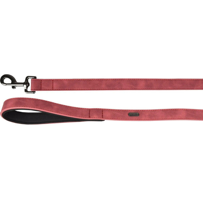 Flamingo Leash Delu Red - red dog leash made of eco-leather, padded handle, 100cm.