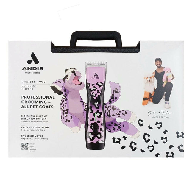 Andis Pulse ZR II Wild Limited Edition - professional cordless clipper, 5-speed with batteries and CeramicEdge blade (1.5mm).