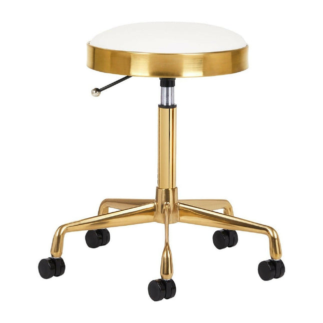 Activ H7 - gold rolling stool with height adjustment, white.