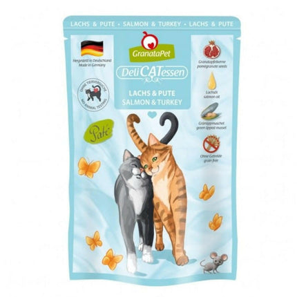 GranataPet DeliCatessen & Turkey - grain-free wet food with salmon and turkey, pouches for cats.
