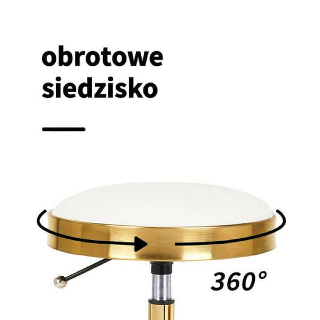 Activ H7 - gold rolling stool with height adjustment, white.