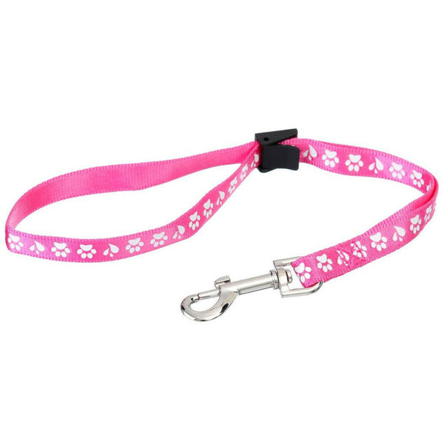 Groom Professional Amoz Pro 40cm - nylon grooming leash with white paw print design, pink, wide.