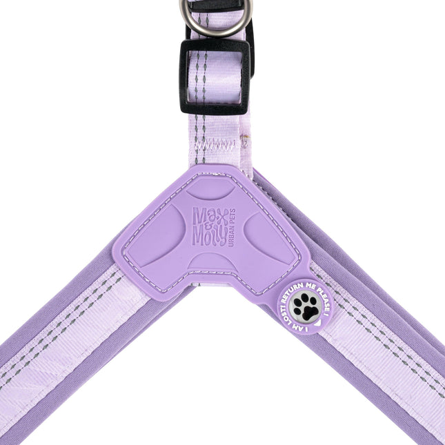 Max&Molly Q - Fit Harness Matrix 2.0 Lavender - lightweight step-in harness for dogs, with QR identifier, purple.