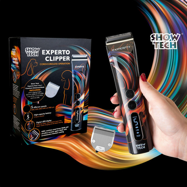 Show Tech Experto Cordless Clipper - cordless running clipper with adjustable blade.