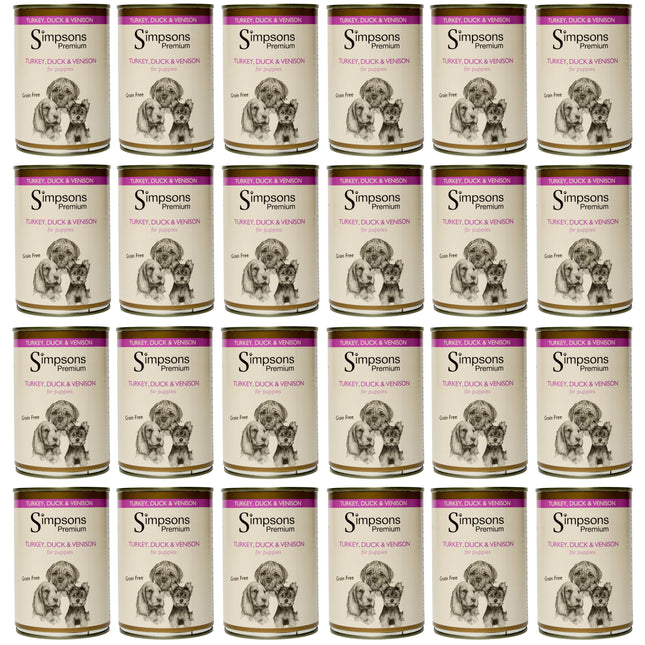 Simpsons Premium Puppy Turkey, Duck & Venison Casserole - wet food for puppies, with turkey, duck, venison, and vegetables, grain-free - 24x