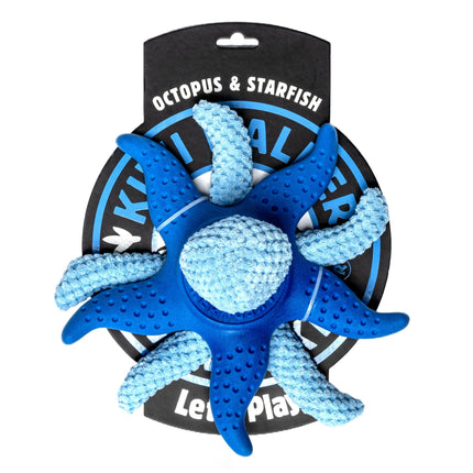 Kiwi Walker Octopus & Starfish - 2-in-1 toy for dogs, plush octopus and floating starfish.