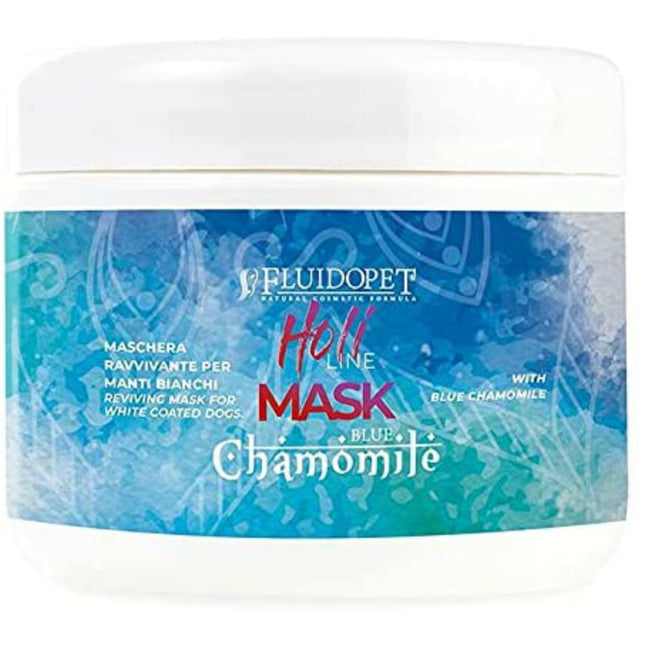FluidoPet Holi Line Mask Blue Chamomile - revitalizing mask for white and light-colored dog fur.
