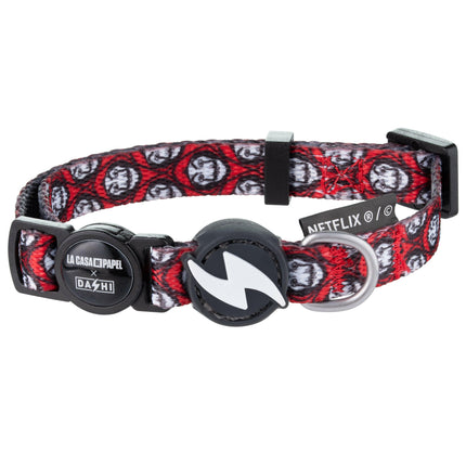 Dashi La Casa De Papel Mask Cat Collar - cat collar with a Money Heist theme, red.