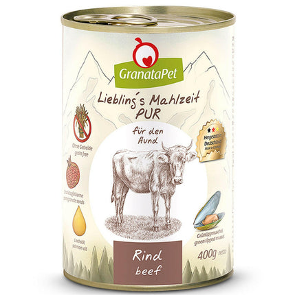 GranataPet Beef Pur - monoprotein grain-free wet food for dogs, beef.