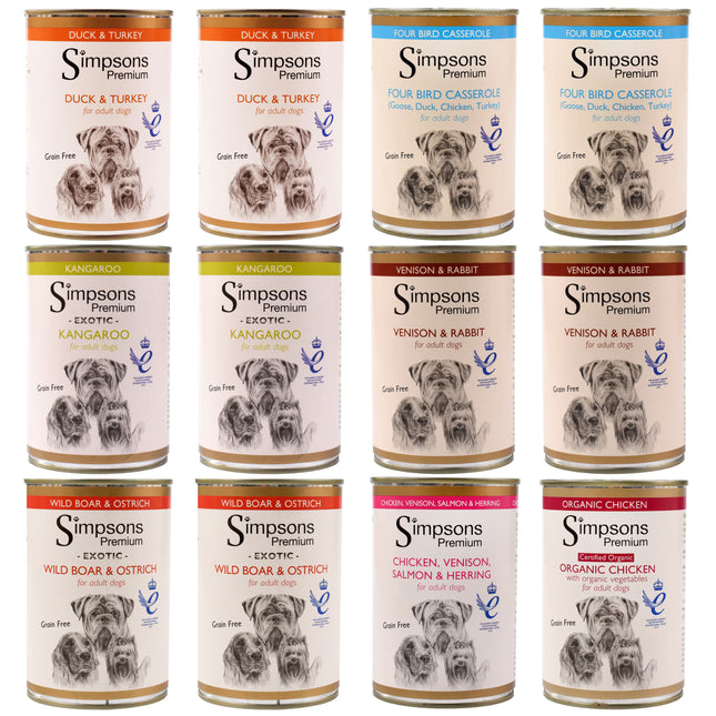 Simpsons Premium Dog Food Set - Grain-Free Wet Dog Food, Mix of 7 Flavors