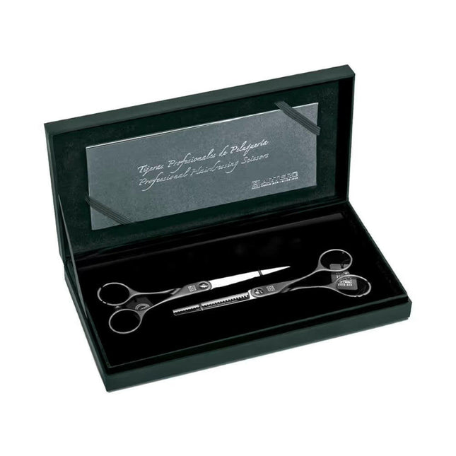 Artero Symetric Set 5.5 - set of scissors and thinning shears with a colorful handle.