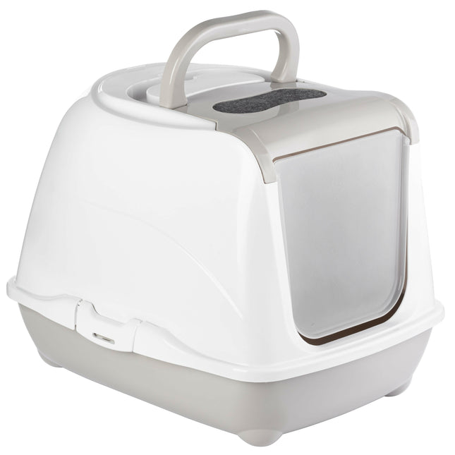 Record Home Cat Litter Box - enclosed litter box for cats, with an additional lid opening.
