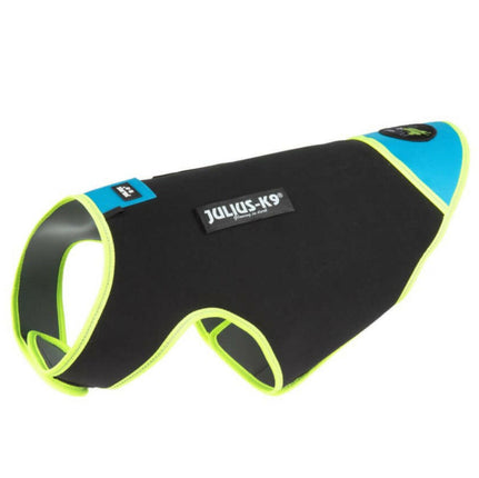 Julius IDC Neoprene Dog Clothes Aquamarine - neoprene jacket for dogs, black with blue.