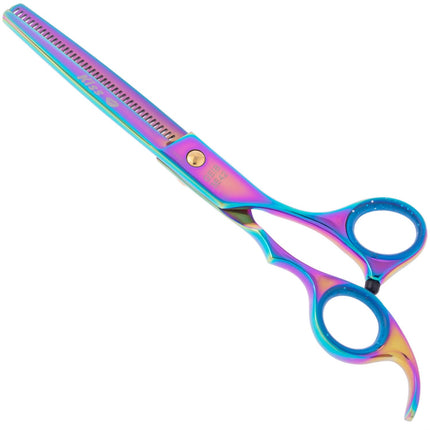 Geib Gold Rainbow Kiss Thinning - high-quality single-sided thinning shears with a rainbow finish, 42 teeth