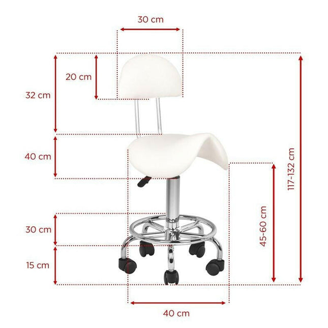 Activ 6001 White - comfortable grooming stool with contoured seat and backrest, white.