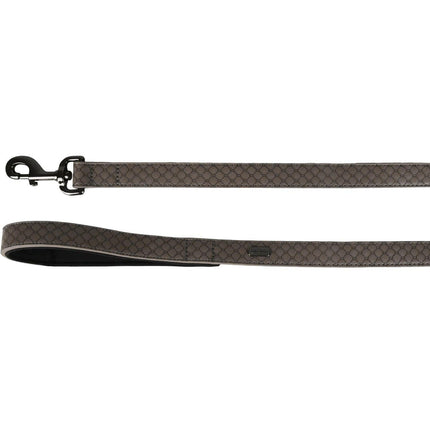 Flamingo Leash Patti Grey - elegant dog leash, eco-leather, padded handle, embossed pattern, 130cm.