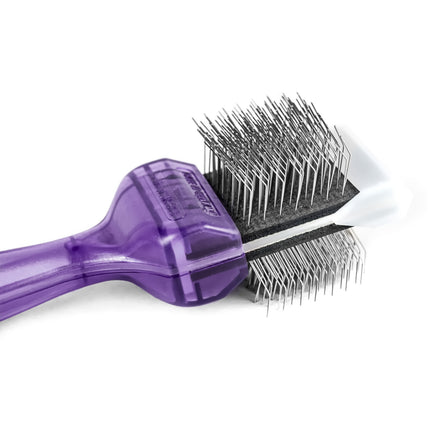 ActiVet Pro Brush Firm Lila - firm, double-sided, and flexible brush for breeds with thick, double coats and undercoat - small 4.5cm