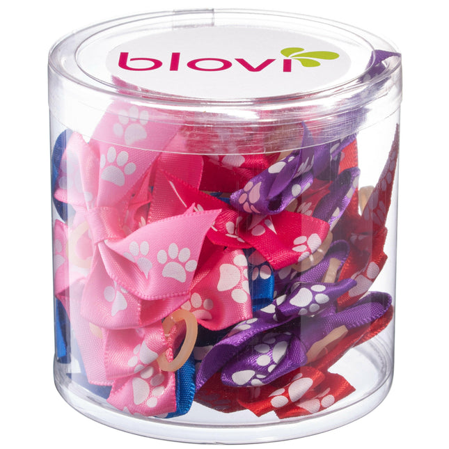 Blovi Bows Paws 25 pcs - colorful bows with paws, on elastic bands, for dogs.