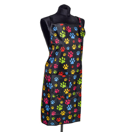 Blovi Grooming Apron - grooming apron in colorful paw prints, universal size.