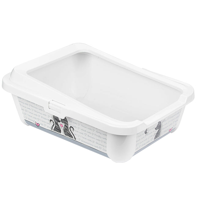 Record Con Amore Cat Litter Box - high cat litter box, open with a frame, featuring graphics.