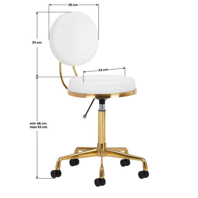 Activ H5 Gold White - gold grooming chair with height adjustment, white.