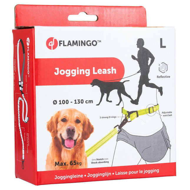 Flamingo Diran Jogging Leash Fluo - jogging leash for running with your dog, with a shock absorber.