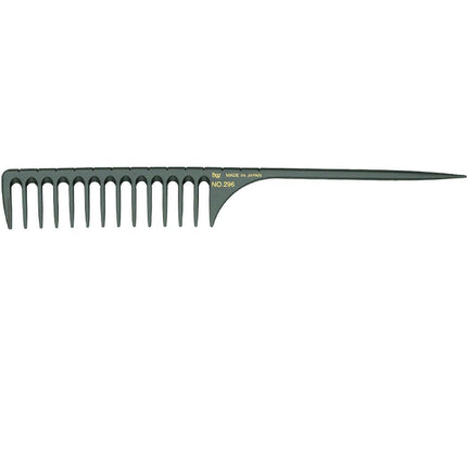 Utsumi BW Carbon #296 Comb - professional, high-quality comb with a carbon fiber spike, wide tooth spacing.