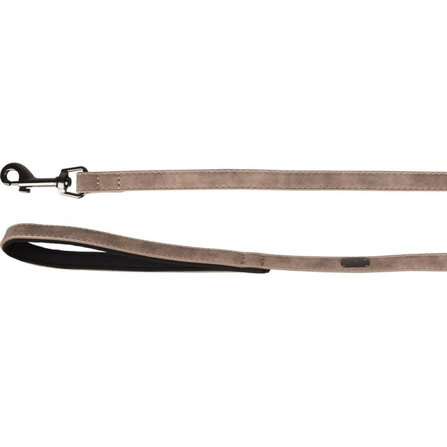 Flamingo Leash Delu Taupe - dog leash made of eco-leather, padded handle, 130cm.