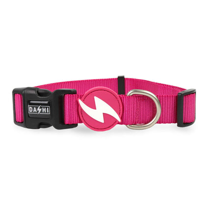Dashi Solid Collar Pink - dog collar, nylon, pink.