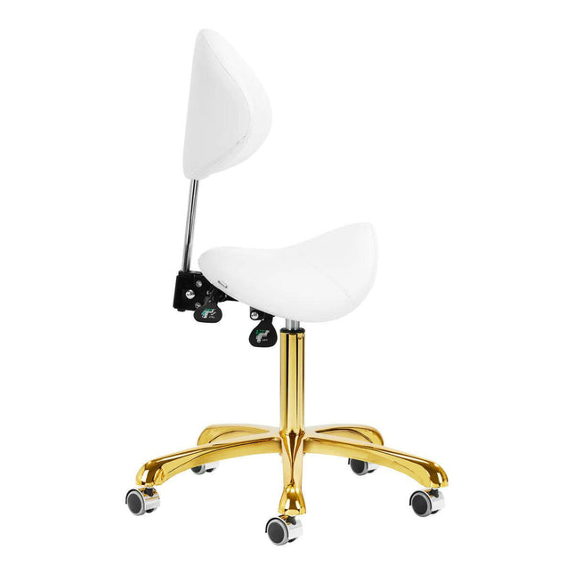 Giovanni 1004 Gold White - adjustable grooming chair in multiple positions, rodeo seat, white.