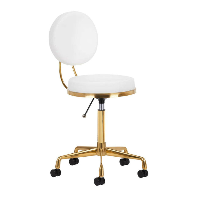 Activ H5 Gold White - gold grooming chair with height adjustment, white.