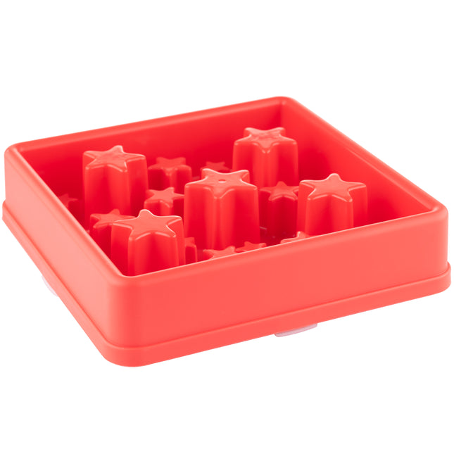 Eat Slow Live Longer Star L - square bowl for dogs that slows down eating, stars