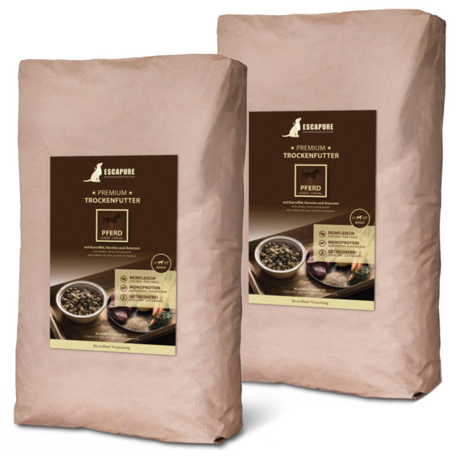 Escapure Premium Horse - high-quality dog food, oven-baked horse meat.