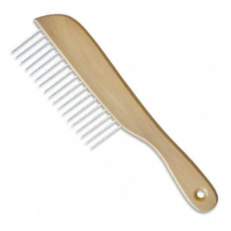Ideal Dog flat wooden comb with wider spaced teeth.